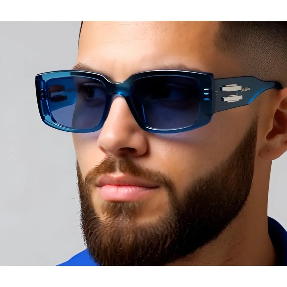 Blue Rectangle Sunglasses Trendy Fashion Frames UV400 Protection Lentes‎ Gafas